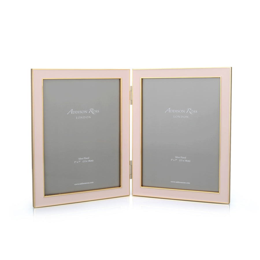 ADDISON ROSS | 15mm Double Gold Pale Pink Enamel Photo Frame 5"x7"