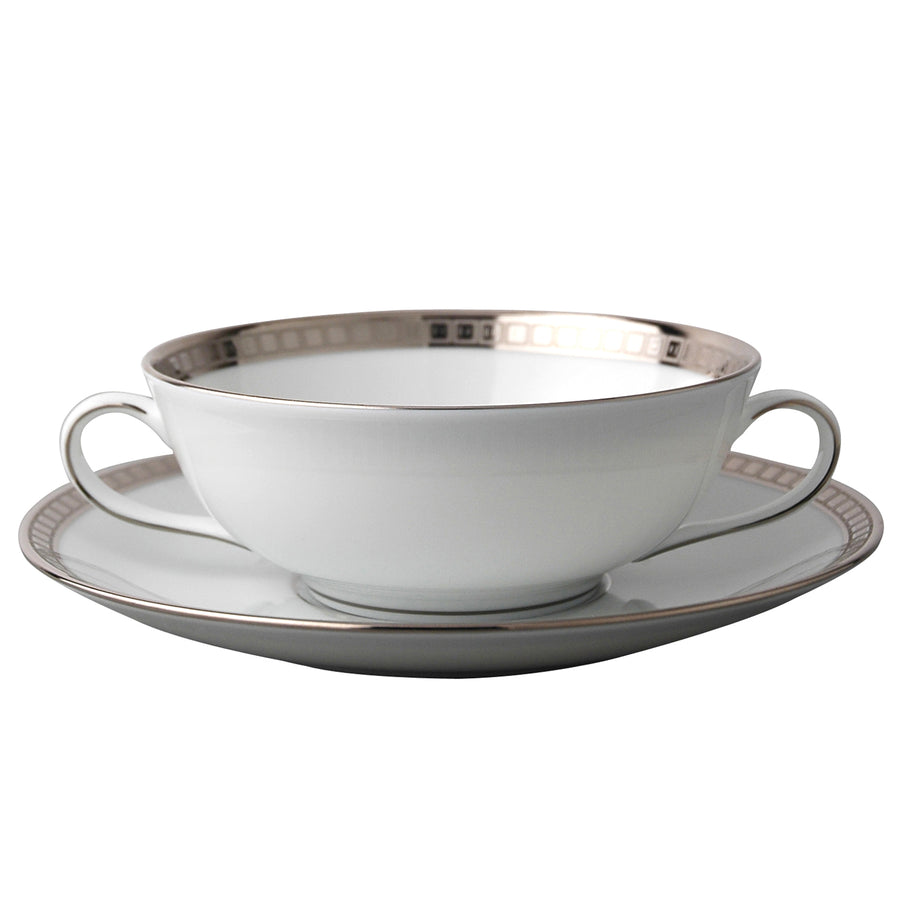 BERNARDAUD | Athena Platine Cream Soup Cup and Saucer