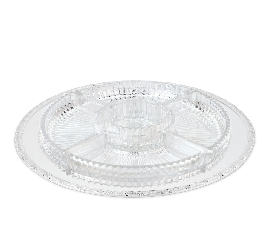GREGGIO | Candy or Nut Crystal Bowls & Silver-Plated Tray D 33cm