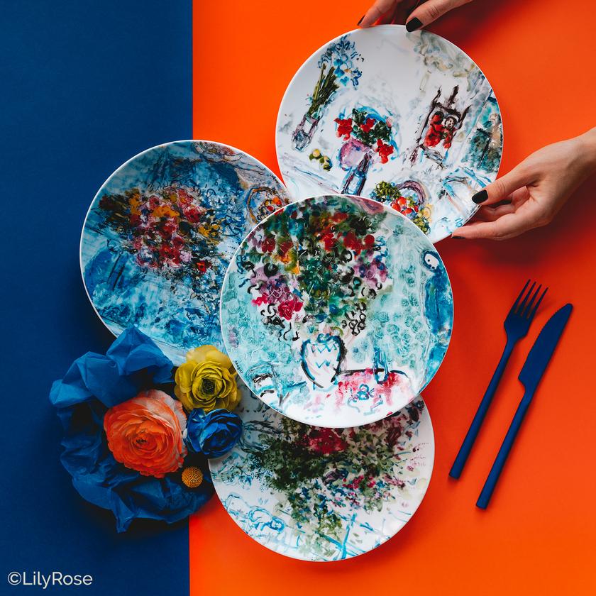 BERNARDAUD | Les Bouquets de Marc Chagall Set of 4 Assorted Salad Plates 21cm