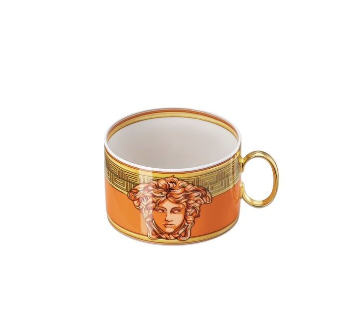 VERSACE | Medusa Amplified Orange Coin Tea Cup & Saucer