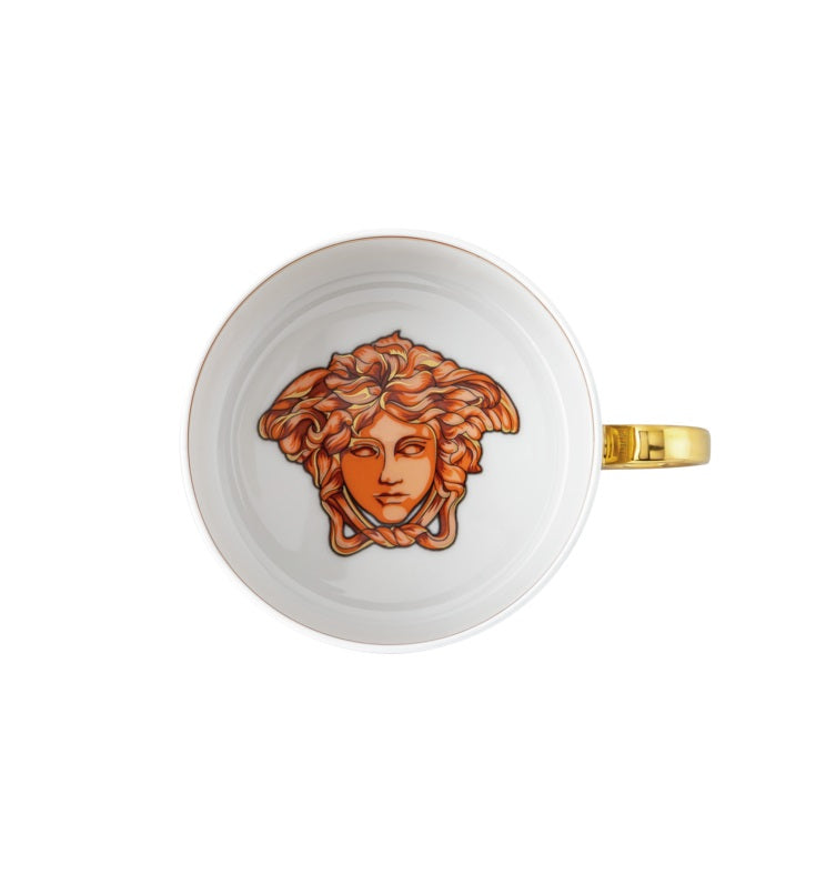 VERSACE | Medusa Amplified Orange Coin Tea Cup & Saucer