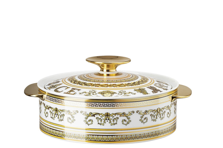 VERSACE | Virtus Gala Plate White Covered Vegetable Bowl