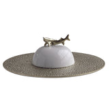 BERNARDAUD | Ecume Platine Set of Caviar Plate & Bell Cover