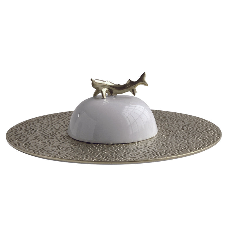 BERNARDAUD | Ecume Platine Set of Caviar Plate & Bell Cover