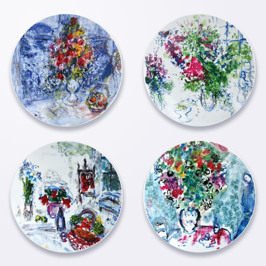 BERNARDAUD | Les Bouquets de Marc Chagall Set of 4 Assorted Salad Plates 21cm