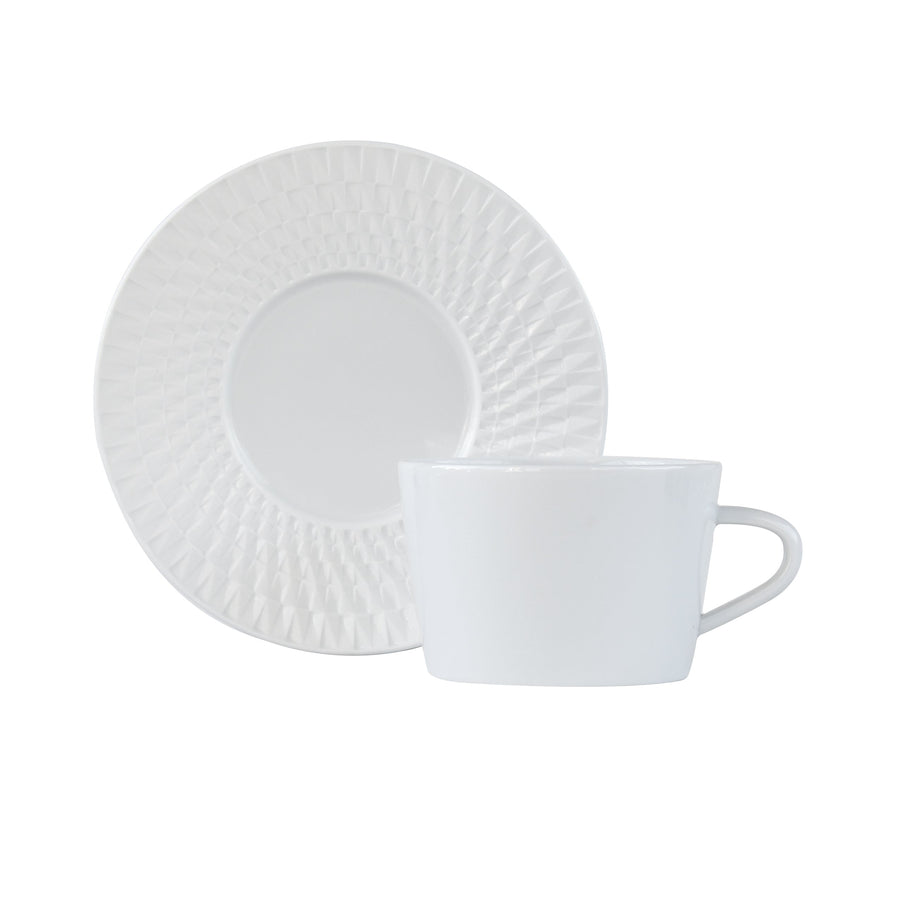 BERNARDAUD | Twist White Tea Cup & Saucer